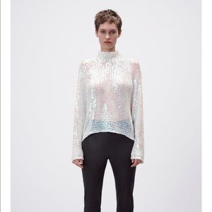 NWT Sequin High Collar Sequin Sweater